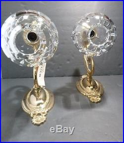 EXCELLENT Waterford Crystal LISMORE (1957-) Set of 2 Wall Sconces Brass Luna