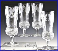 Exceptional Edinburgh Cut Crystal Thistle Pattern Set Of 4 Champagne Flutes
