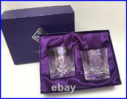 Edinburgh Crystal Set of 2 Whiskey Glasses Old Fashioned Star Pattern 3 1/4