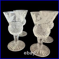 Edinburgh Scotland Thistle Crystal cordia glasses SIGNED Set Of 8 4.25