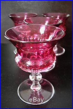 Edinburgh Scottish Set of 4 Antique Thistle Cranberry Wide Mouth Cordial Glasses