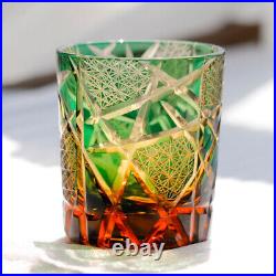 Edo Kiriko Drinking Glasses Crystal Whisky Cup Set For Bourbon 9oz Set of 6pcs