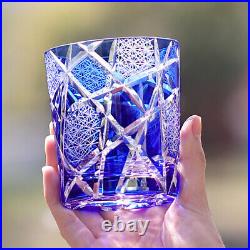 Edo Kiriko Drinking Glasses Crystal Whisky Cup Set For Bourbon 9oz Set of 6pcs