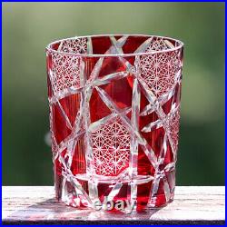 Edo Kiriko Drinking Glasses Crystal Whisky Cup Set For Bourbon 9oz Set of 6pcs