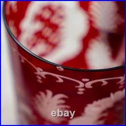 Egermann Bohemian Ruby Red Cut-to-Clear Crystal glassware Tumblers Czech barware Egermann Bohemian Ruby Red Cut-to-Clear Crystal glassware Tumblers Czech barware