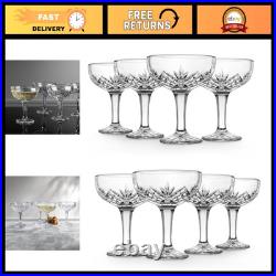 Elegant Crystal Champagne Glass Set 8 Coupes, 6oz Barware for Celebrations