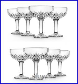 Elegant Crystal Champagne Glass Set 8 Coupes, 6oz Barware for Celebrations