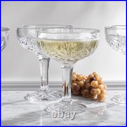 Elegant Crystal Champagne Glass Set 8 Coupes, 6oz Barware for Celebrations