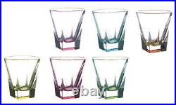 Elegant Crystal Glassware Multicolor, Double Old Fashion, 8 oz. Set of 6