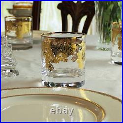 Elegant Modern 24K Gold Crystal Glassware 10 oz, Double Old Fashion, Set of 4