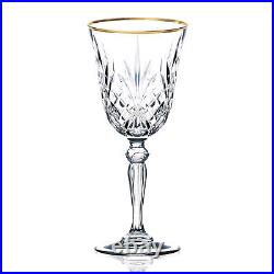 Elegant Modern Crystal Glassware White Wine Glass, Gold Band, Set of 4, 6 oz