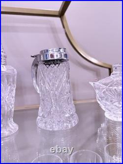 Elegant Vintage Cut Crystal Barware & Table Set Heavy Lead Crystal, Waterford