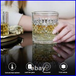 Elegant Whiskey Glasses Ornate Crystal Glassware Set Bourbon, Cocktail
