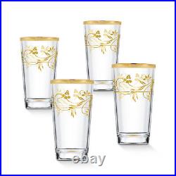 Elegant and Modern Crystal Rosalia Flower Glassware 11 oz. High Ball, Set of 4