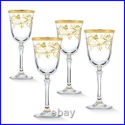 Elegant and Modern Crystal Rosalia Flower Glassware 7 oz. White Wine, Set of 4