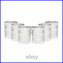 Elegant and Modern Decorative Design Whiskey Glassware Set with Gold Rims