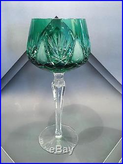Emerald Set of Six Cut Crystal Wine Goblets