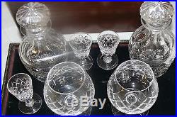 English Crystal Tudor Ludlow Pattern Decanter Set In Wooden Case
