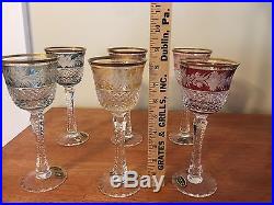 Evelin's & Reuss Marchioness Cut Crystal Tall Water Glasses Set Of Six Vintage