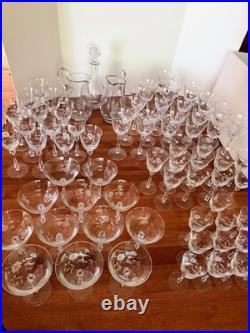Extensive Vintage Spiegelau Etched Crystal Glassware Set withDecanter and Pitcher
