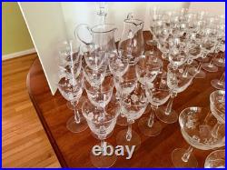 Extensive Vintage Spiegelau Etched Crystal Glassware Set withDecanter and Pitcher