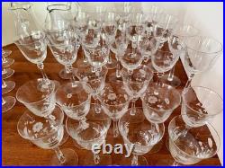 Extensive Vintage Spiegelau Etched Crystal Glassware Set withDecanter and Pitcher