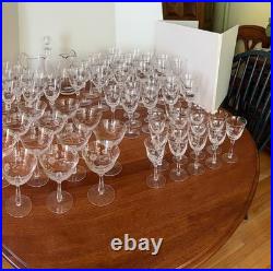 Extensive Vintage Spiegelau Etched Crystal Glassware Set withDecanter and Pitcher