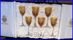 FABERGE Odessa Set of 6 Water Goblets in Original Storage Box in Amber