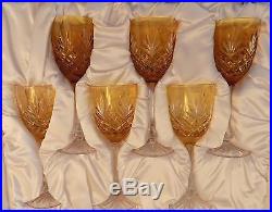 FABERGE Odessa Set of 6 Wine Goblets in Original Storage Box in Amber