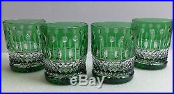 Faberge Xenia Emerald Green Lead Crystal Whiskey Dof Rocks Glasses Set Of 4