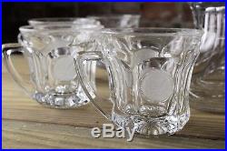 FANTASTIC FOSTORIA COIN PATTERN ETCHED ELEGANT CRYSTAL PUNCH BOWL SET WithSTAND