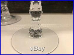 FOSTORIA Navarre Blue Crystal Set 4 Water Goblets Glasses 7 5/8 Etched Signed
