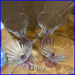 FOSTORIA Wisteria 1930s Panel Optic Neodymium Glass 7.5 Water Goblets Set 4