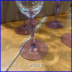 FOSTORIA Wisteria 1930s Panel Optic Neodymium Glass 7.5 Water Goblets Set 4