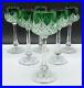 FRENCH Baccarat COLBERT Green Emerald Cut Crystal Hoock Wine Glasses Set of 6