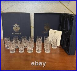 Faberge Atelier Crystal Collection Set Of 12 Shot/Whiskey Glasses 3 3/4H x 2W