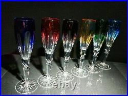 Faberge Crystal Colored Champagne Flutes NIB