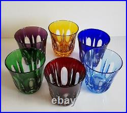 Faberge Lausanne Multi Color Crystal Dof Whiskey Glass, Set Of 6, New, Signed