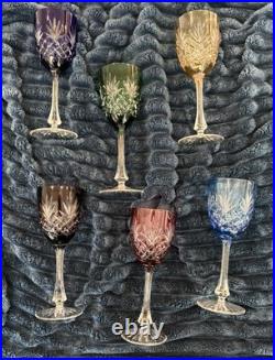 Faberge Odessa Crystal Colored Wine Glasses Set of 6