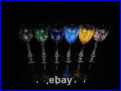 Faberge Odessa Crystal Colored Wine Glasses set measure 8 3/8 H in Faberge case
