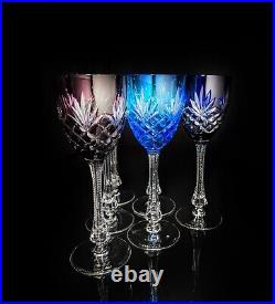 Faberge Odessa Crystal Colored Wine Glasses set measure 8 3/8 H in Faberge case