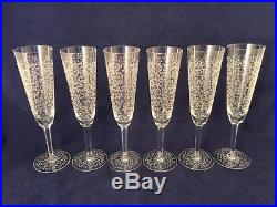 Fabulous Set of 6 Villeroy & Boch Floral Etched Glass Champagne Flutes