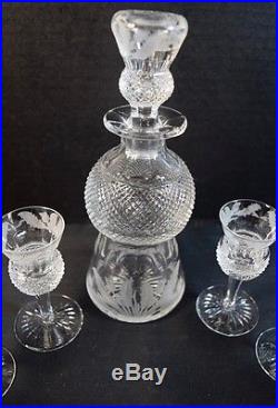 Fine Vintage Edinburgh Thistle Flower Potter Cut Crystal Cordial Set