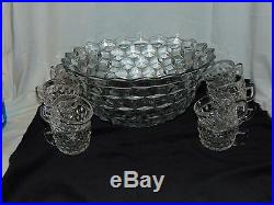 Fostoria AMERICAN CRYSTAL 13 pc -13 3/4 PUNCH BOWL SET 12 CUPS