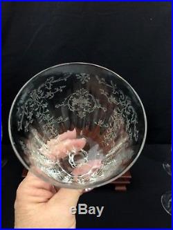 Fostoria Crystal Navarre Clear Etched Iced Tea Goblets Glasses Stemware Set of 8