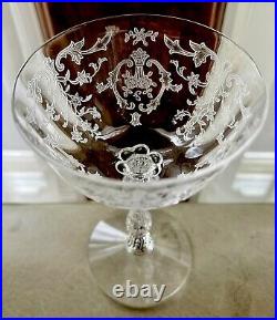 Fostoria Elegant Etched Crystal NAVARRE Champagne Glasses Set of Six (6)