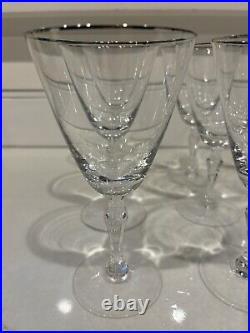 Fostoria Fine Crystal Engagement Wine Glass / Platinum Silver Rim 7 Stem Set 12
