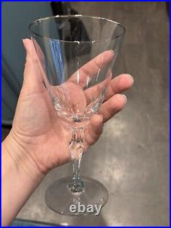 Fostoria Fine Crystal Engagement Wine Glass / Platinum Silver Rim 7 Stem Set 12