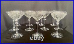 Fostoria June Clear Crystal Etched Tall Champagne Glass 6, Etch #279, Set of 11