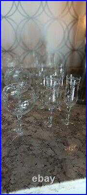 Fostoria/Lenox Clear Etched Stemware Navarre Service For 8, 48 Glasses